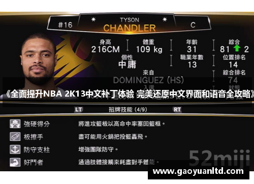 《全面提升NBA 2K13中文补丁体验 完美还原中文界面和语音全攻略》 《全面提升NBA 2K13中文补丁体验 完美还原中文界面和语音全攻略》