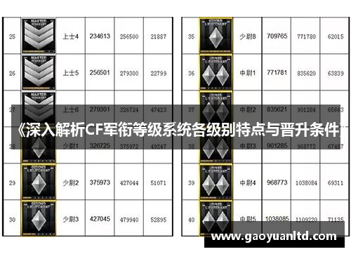 《深入解析CF军衔等级系统各级别特点与晋升条件》